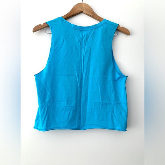 🌟PRICE DROP🌟 LIKE NEW! AMERICAN EAGLE “Live Your Life” blue cropped TANK TOP - Picture 2 of 4